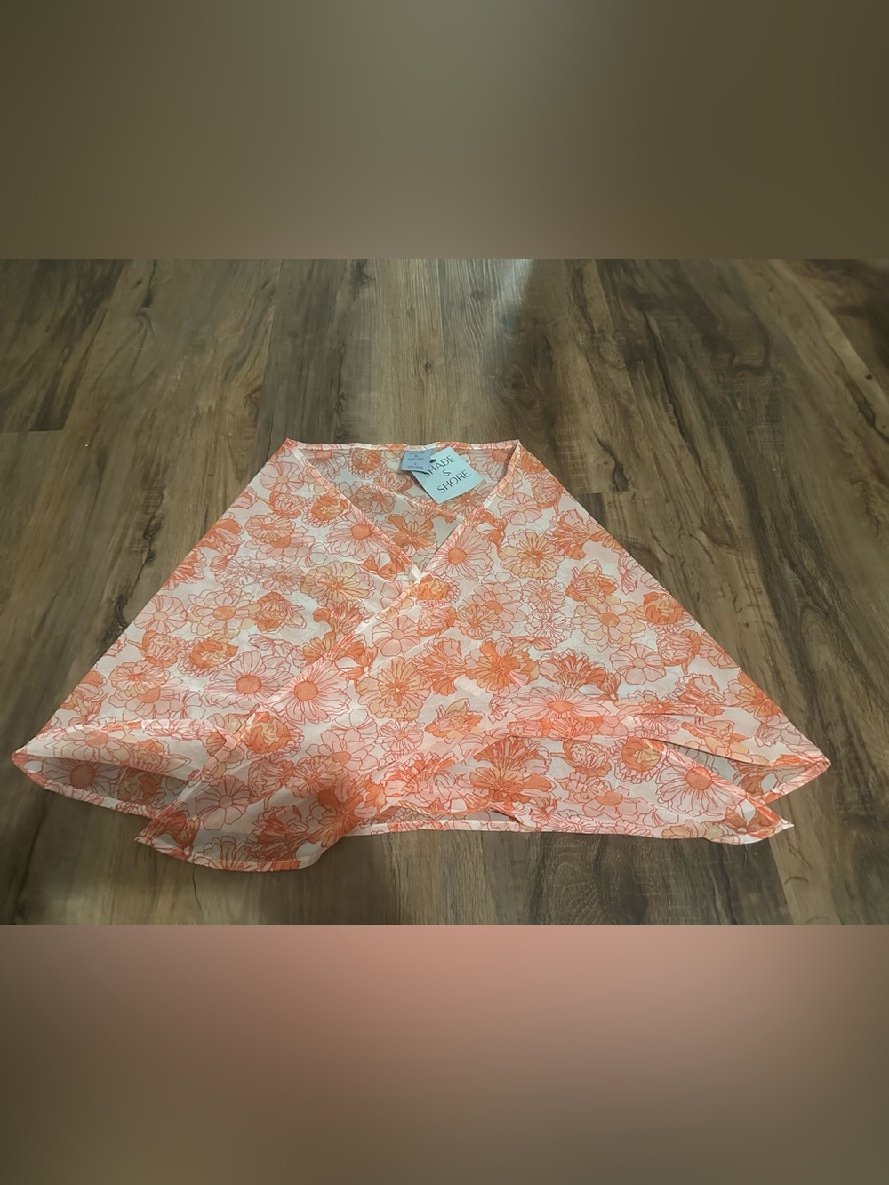 Shade & Shore Women’s Floral Wrap Swimsuit cover Coral/White